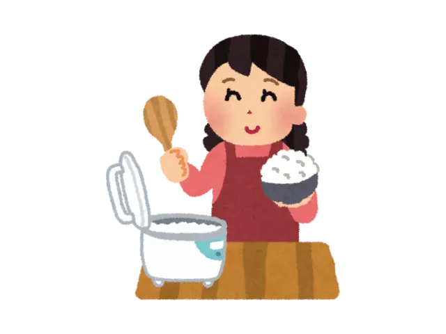 ご飯を炊いた女性