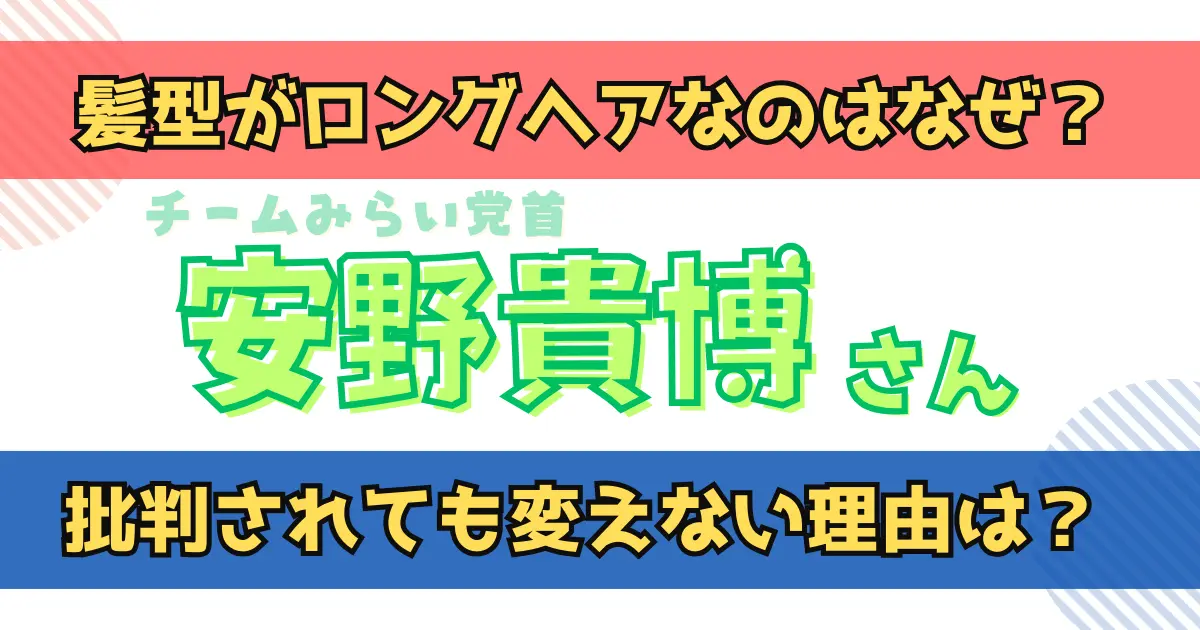 安野貴博の髪型がロングヘアなのはなぜ？批判されても変えない理由は？